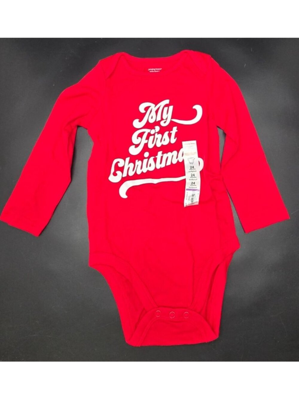 My First Christmas Long-Sleeve Red Baby Bodysuit 24M - Jumping Beans JJ4277